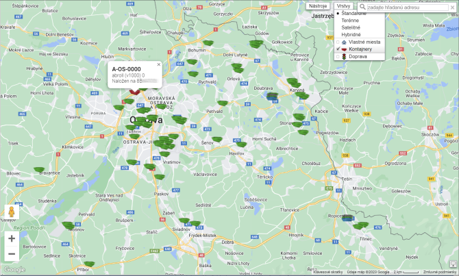 webdispe�ink - monitoringu kontajnerov